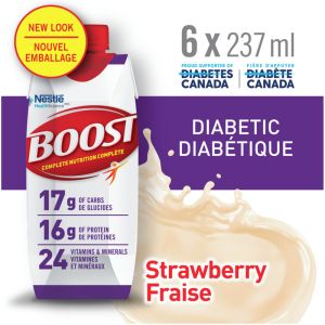 BOOST Diabetic Strawberry Nutritional Supplement Drink, Pack of 6
