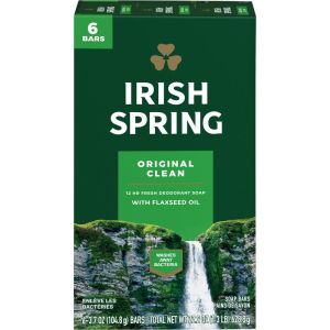 Irish Spring Original Clean Deodorant Bar Soap for Men, 6 Pack