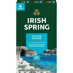 Irish Spring Active Scrub Deodorant Bar Soap for Men, 6 Pack
