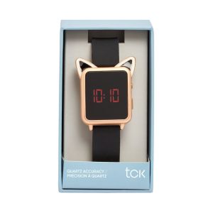 TCK 38 Casual Watch Youth with Cat Ear Digital Dial and Silicone Band