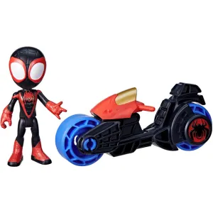 Marvel Spidey and His Amazing Friends Miles Morales Action Figure with Toy Motorcycle