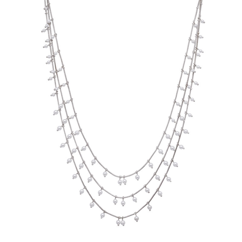 Joe Fresh 3 Row Pearl Station Necklace