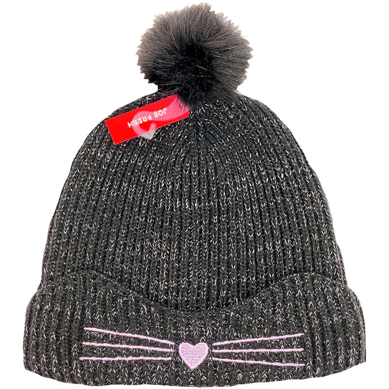 Joe Fresh Kid Girl Pom Beanie with Cat Ears L/XL - Black