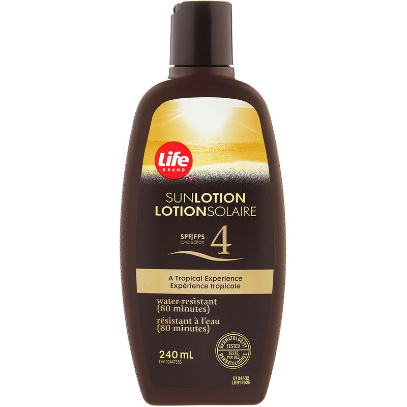 Life Brand SunLotion SPF 4 240 mL - Tropical Water-Resistant Sunscreen