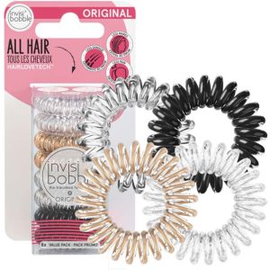 Invisibobble Traceless Hair Ring - Set of 8 Clear/Black/Metallic