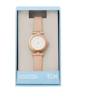 TCK Ladies Watch Blush Band with Rose Gold Bezel