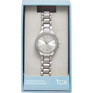 TCK Ladies Watch with Pave Stone Bezel