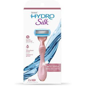 Hydrosilk Hydro Rose Gold Metal Handle Women's Razor and 2 Refills