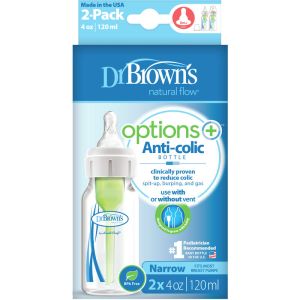 Dr. Brown's Options+ Narrow Baby Bottle 2pk 4oz/120ml