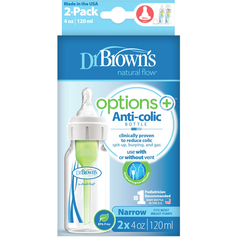 Dr. Brown's Options+ Narrow Baby Bottle 2pk 4oz/120ml