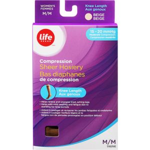 Life Brand LB Sheer Hosiery Knee High Beige Medium 15-20