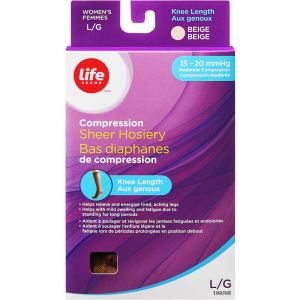 Life Brand LB Sheer Hosiery Knee High Beige Large 15-20