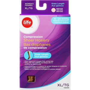 Life Brand LB Sheer Hosiery Knee High Beige X-Large 15-20
