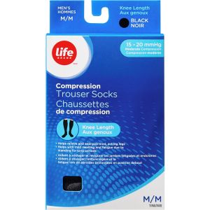 Life Brand LB Sheer Hosiery Knee High Black Medium 15-20 Compression