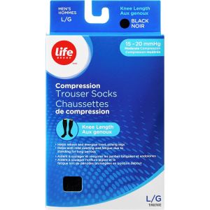 Life Brand LB Sheer Hosiery Knee High Black Large 15-20 Compression