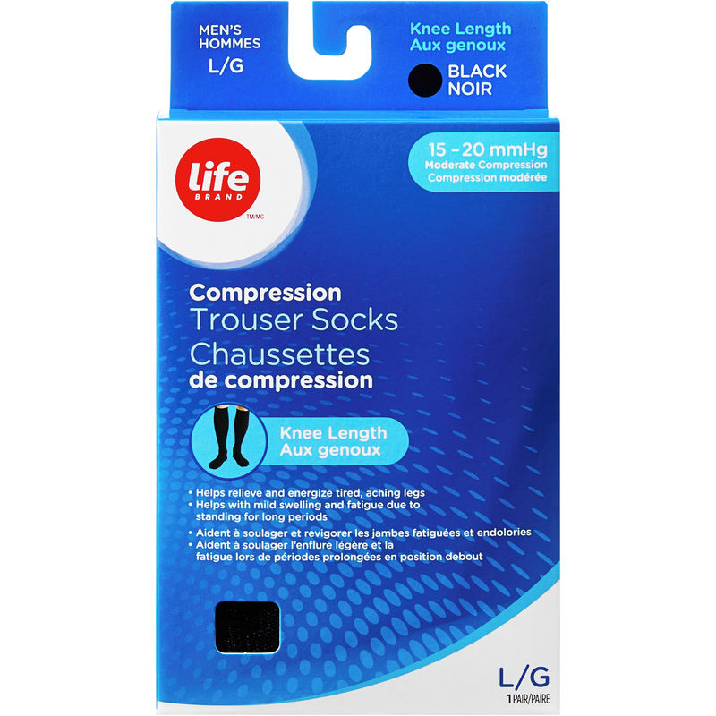 Life Brand LB Sheer Hosiery Knee High Black Large 15-20 Compression