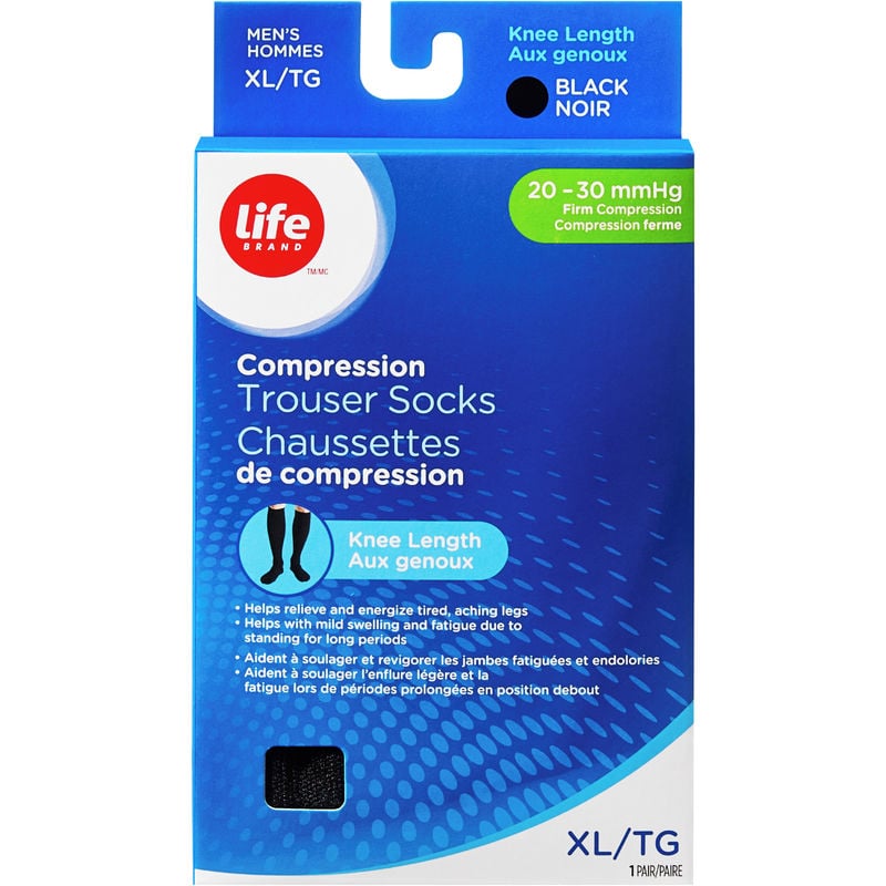 Life Brand LB Sheer Hosiery Knee High Black X Large 20-30 Compression