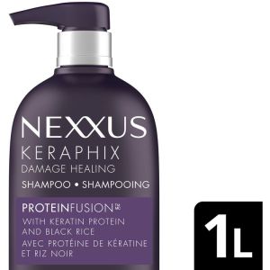 NEXXUS Keraphix Damage Healing Shampoo for Damaged, Dry Hair with ProteinFusion and Black Rice 1L