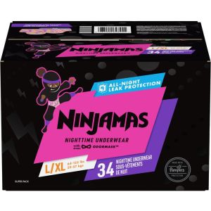 Pampers Ninjamas Nighttime Bedwetting Underwear Girl Size M/L 34 Count