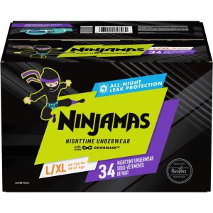 Pampers Ninjamas Nighttime Bedwetting Underwear Boy Size M/L 34 Count