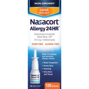 Nasacort Allergy 24hr 120 Sprays - Intranasal Corticosteroid for 24-hour Relief