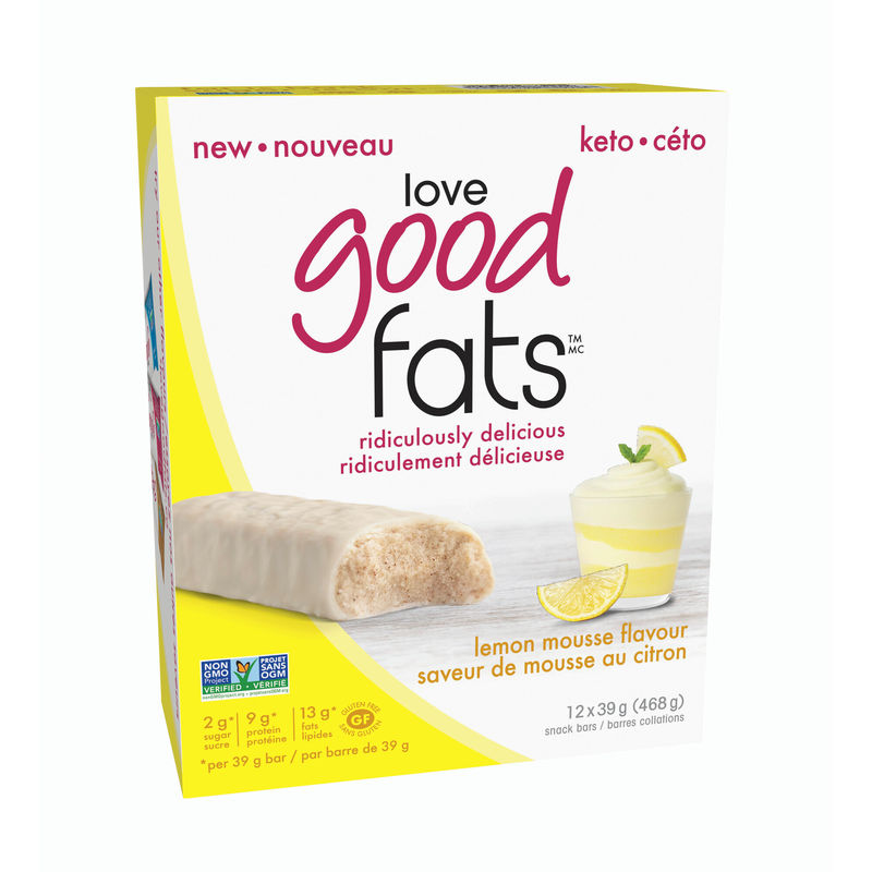 Love Good Fats Lemon Mousse Snack Bar - Low Sugar, Keto-friendly, Gluten Free