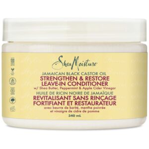 SheaMoisture Strengthen & Restore Leave-In Conditioner for Dry Hair with Jamaican Black Castor Oil, Shea Butter, Peppermint, and Apple Cider Vinegar - 340 mL