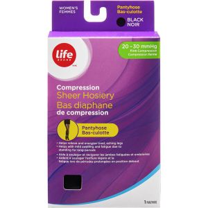 Life Brand LB Sheer Hosiery Pantyhose Black X Large 20-30 Compression
