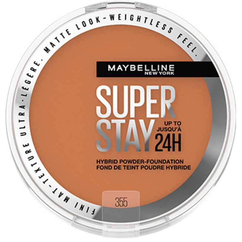 Maybelline Super Stay 24 Hour Hybrid Powder Foundation, Waterproof, Vegan, Mattifying color: 355