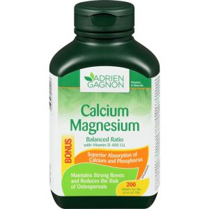 Adrien Gagnon Calcium Magnesium Balanced Ratio + Vitamin D 200 TAB