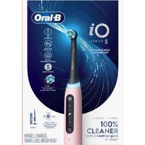 Oral-B iO Series 5 Electric Toothbrush with 1 Brush Head, Rechargeable, Blush Pink 1 Count