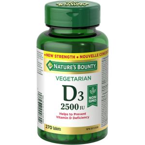 Nature's Bounty Vegetarian Vitamin D3 2500 IU Value Size 270 TAB