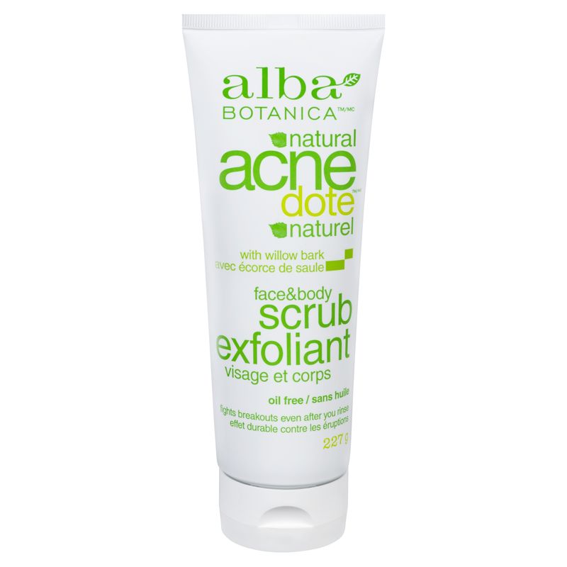 Alba Botanica Natural Acne Face & Body Scrub with Willow Bark 227 G