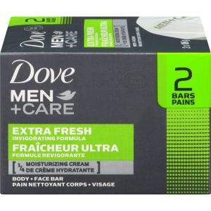 Dove Men+Care Extra Fresh Body and Face Bar, 106g Pack of 2