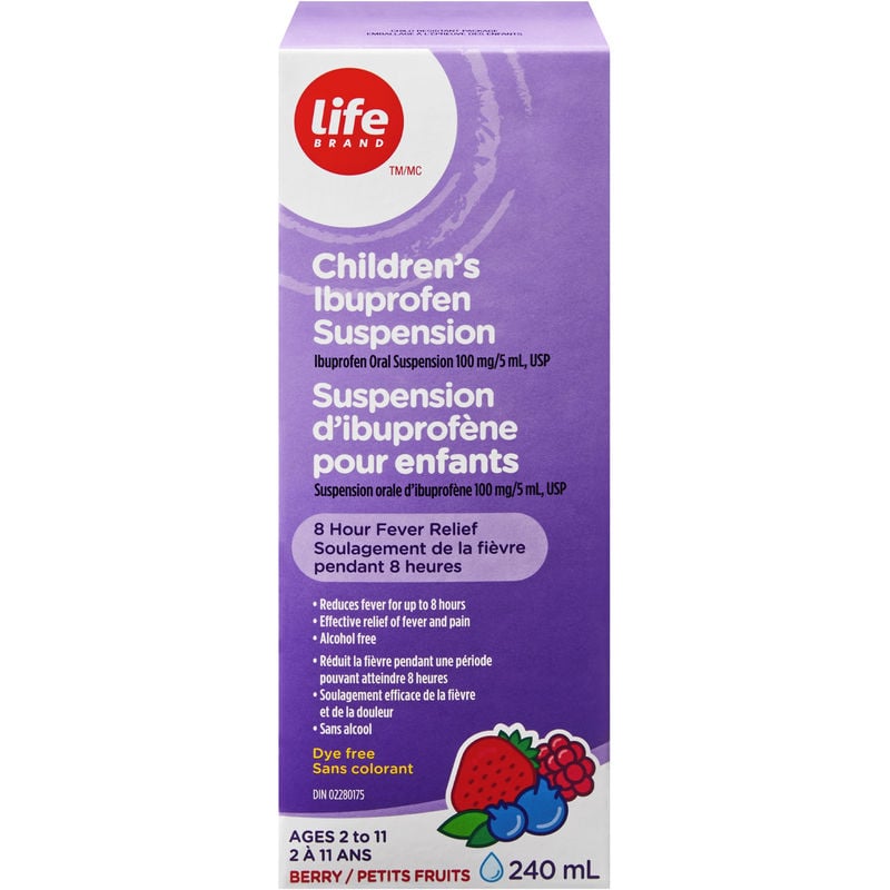 Life Brand Children's Ibuprofen Suspension, Dye-Free 8 Hour Fever Relief