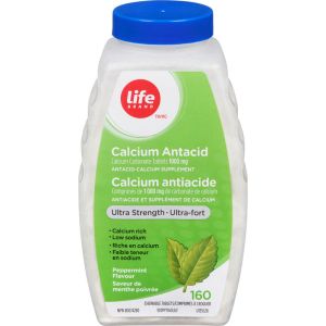 Life Brand Calcium Antacid Ultra Strength Peppermint 160 Tablets