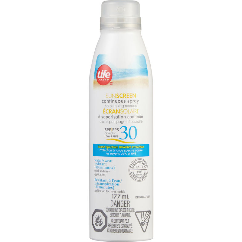 Life Brand SPF30 Sunscreen Continuous Spray 177 mL - CTC Health