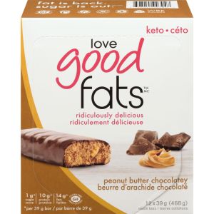 Love Good Fats Peanut Butter Chocolatey Keto-Friendly Snack Bars