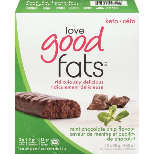 Love Good Fats Mint Chocolate Chip Keto-Friendly Snack Bars 468 g - CTC ...