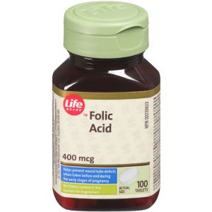 Life Brand Folic Acid 400 mcg 100 TAB