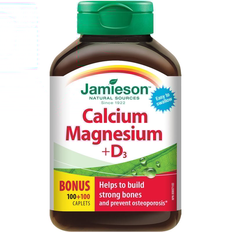 Jamieson Calcium Magnesium + Vitamin D3 Caplets 200 Count