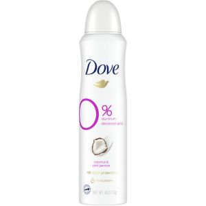 Dove 0% Aluminum Deodorant Spray Coconut & Pink Jasmine, 48 Hour Protection, Women's Deodorant 113 g