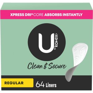 U By Kotex Lightdays Panty Liners, Regular, Unscented 64 Count