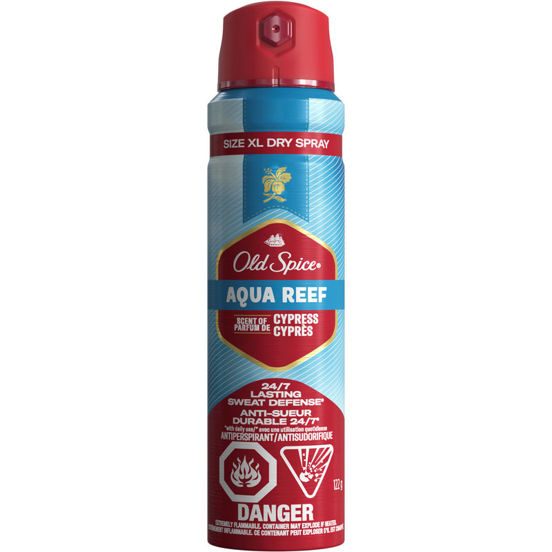 Old Spice Men's Antiperspirant & Deodorant Dry Spray Aqua Reef 122 G