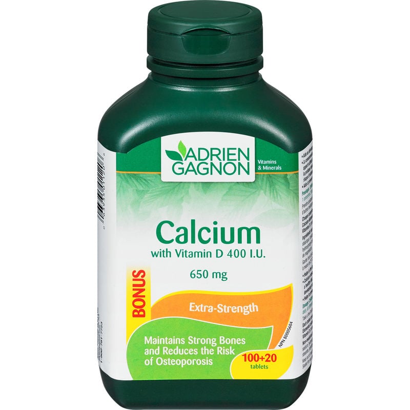 Adrien Gagnon Calcium Extra Strength 650 Mg + Vitamin D 120 TAB