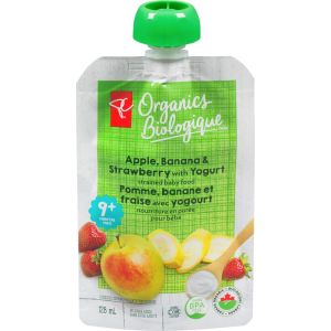 PC Organics Apple Banana Strawberry Yogurt Baby Food 128mL
