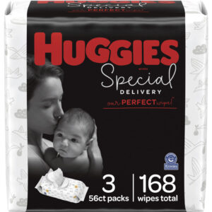 Huggies Special Delivery Hypoallergenic Baby Wipes, Unscented, 3 Push Button Packs (168 Wipes Total)