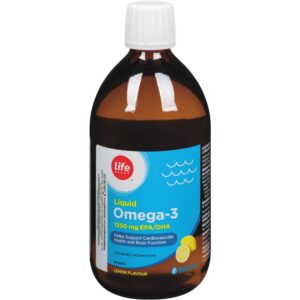 Life Brand Liquid Omega-3 1250mg EPA/DHA 500mL - Supports Cardiovascular and Brain Health
