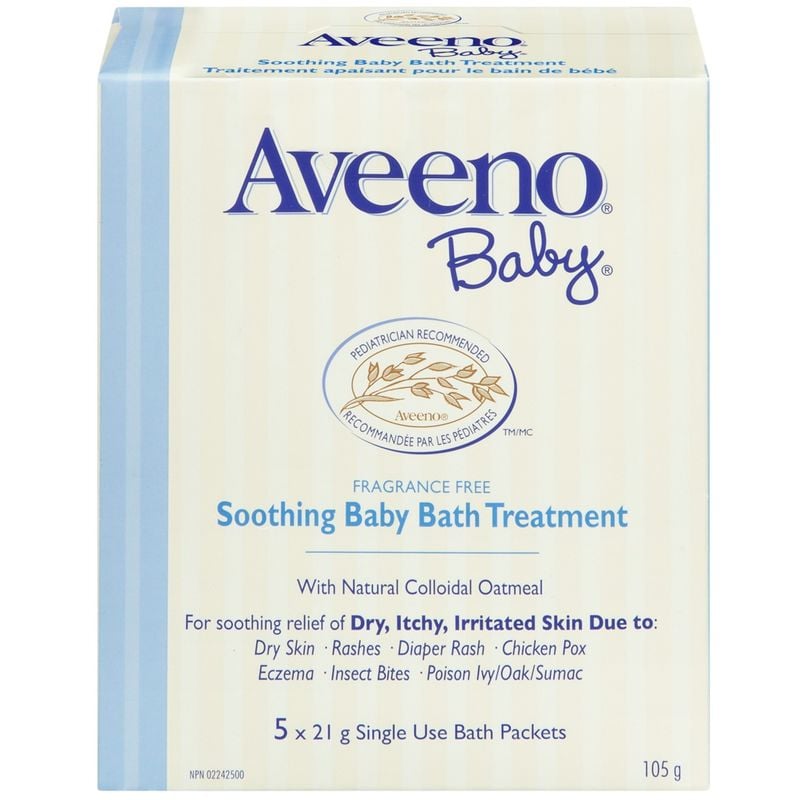 AVEENO Baby Soothing Bath Treatment, Natural Colloidal Oatmeal, 5 Packs