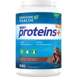 Genuine Health Whey Proteins+, Natural Chocolate Protein Powder, 25g Protein 840 g